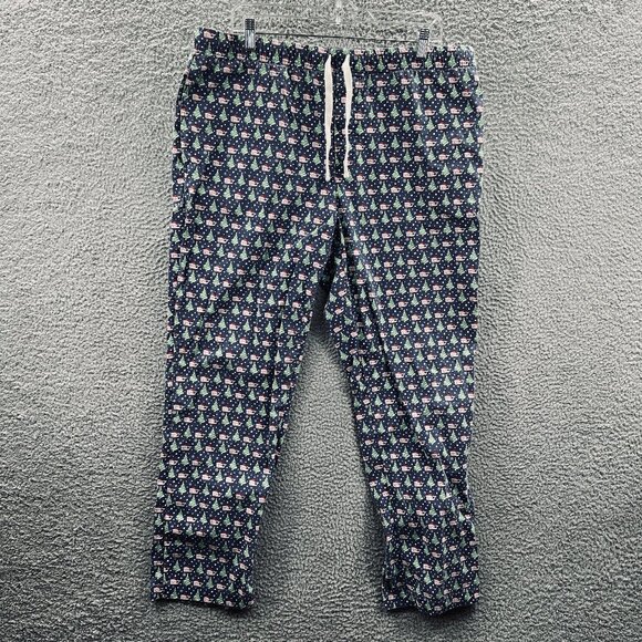 Vineyard Vines Mens Pajama Pants Extra Large Blue Whale Santa Hat Christmas Tree - Picture 1 of 10
